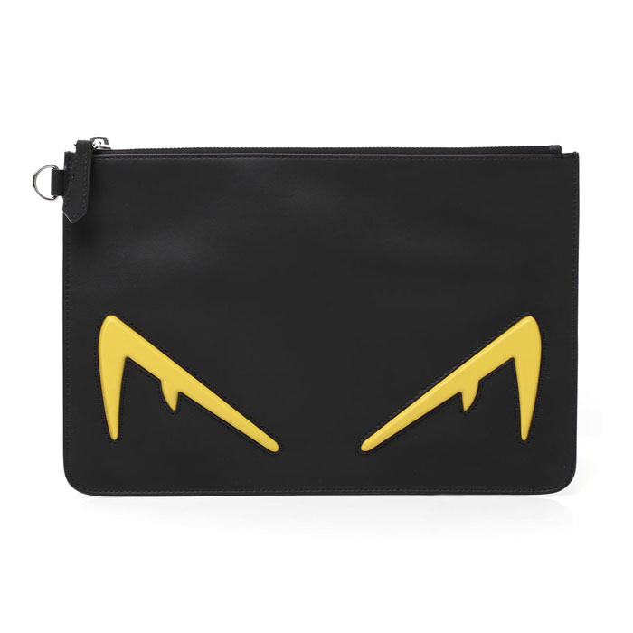 フェンディ FENDI BAG メンズバッグ 7N0078 A80S F0R2A BLACK CENTURY BICOLOR OCCHI DEVIL SLIM CLUTCH