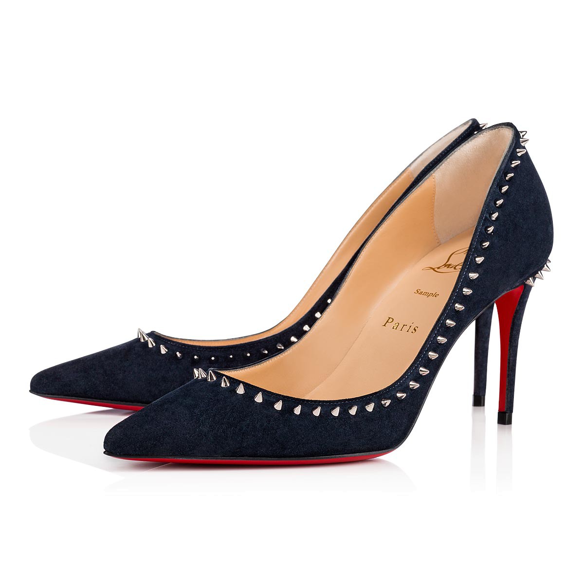 CHRISTIAN LOUBOUTIN LADY SHOES 3160739U393 High Anjalina Veau Velours Marine/GunMetal