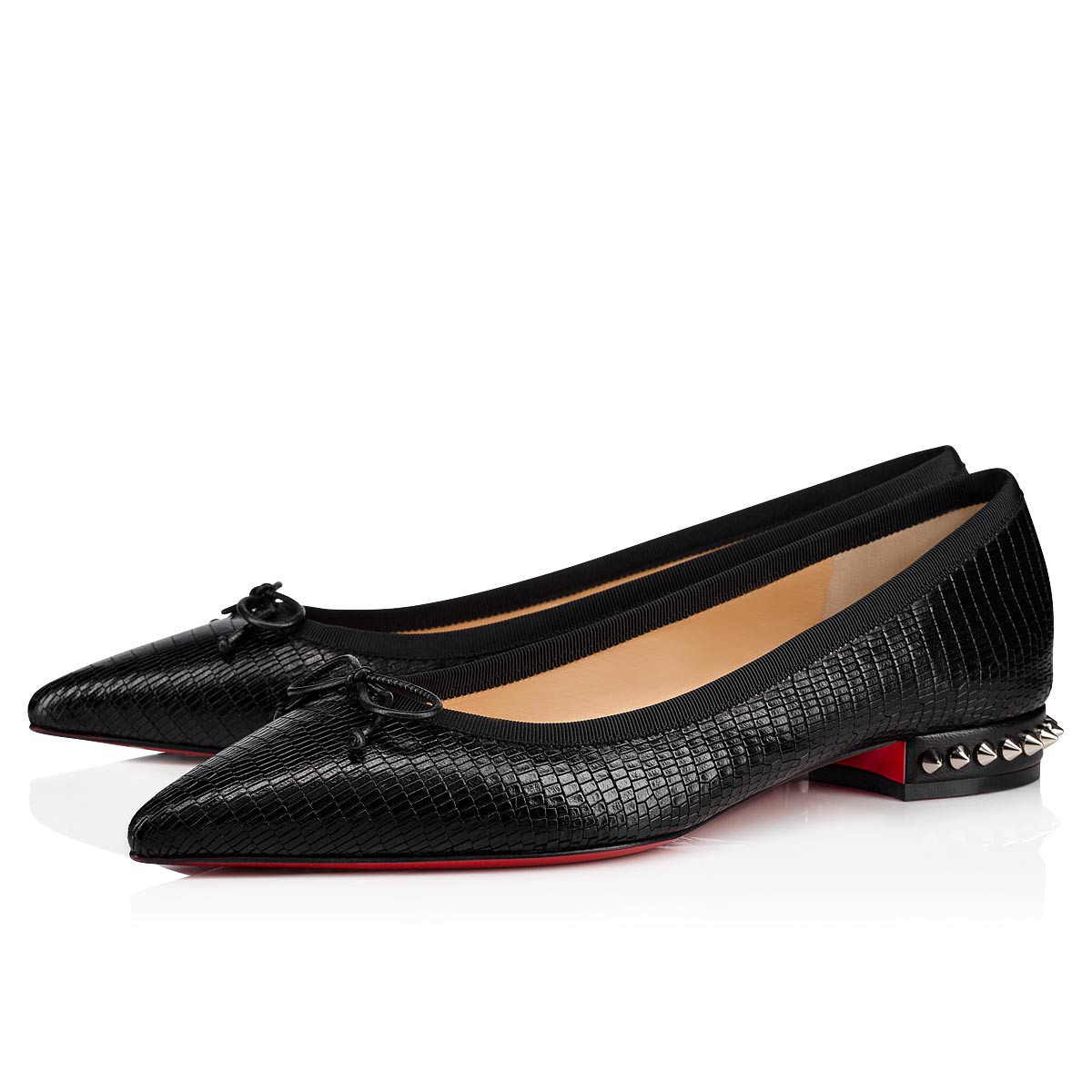 CHRISTIAN LOUBOUTIN LADY SHOES 3190289CM47 black leather embossed with an iguana pattern