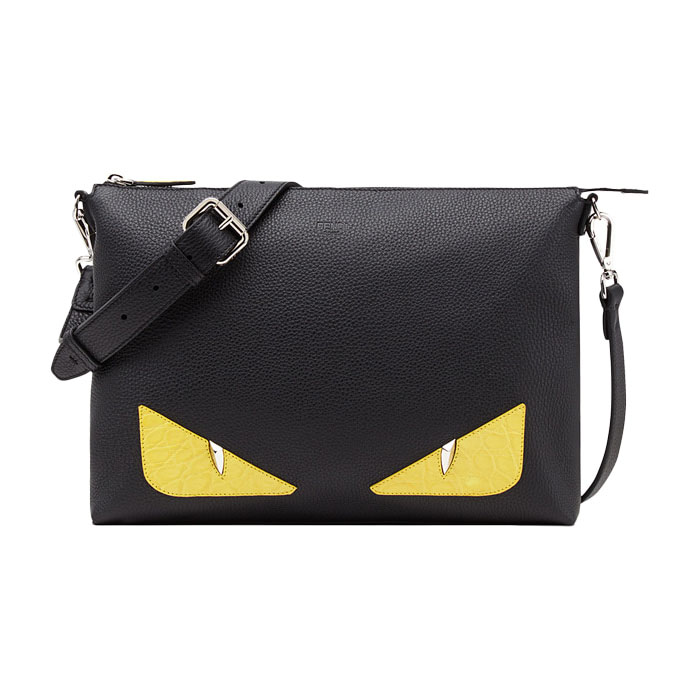 フェンディ FENDI メンズブラックレザー バグ アイズクロスバッグ 7VA470 A8V9 F0R2A