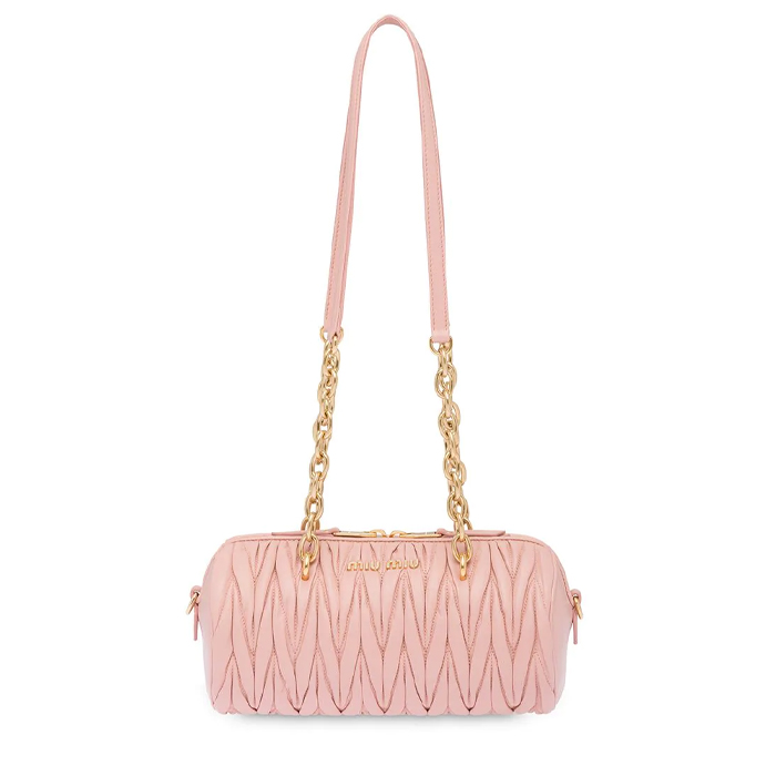 MIU MIU BAG 5BB058N88ORCH matelass_ logo plaque mini bag