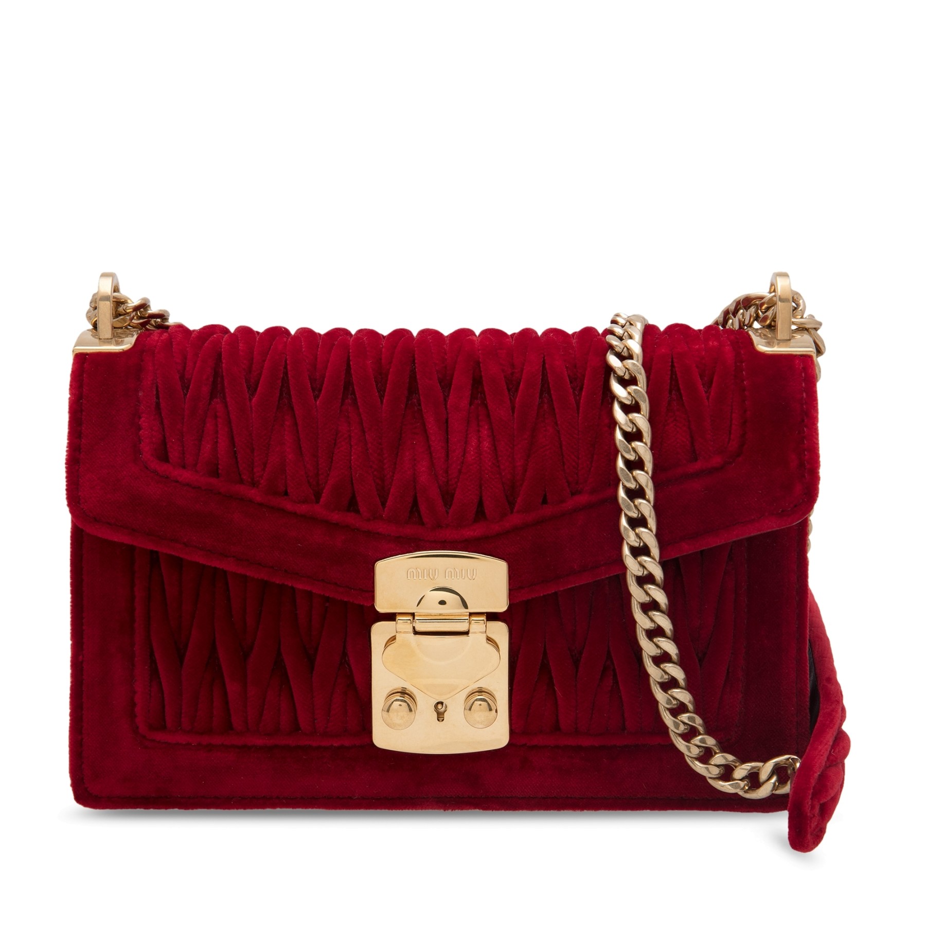 MIU MIU BAG 5BD083068CERI CONFIDENTIAL VELVET SHOULDER BAG