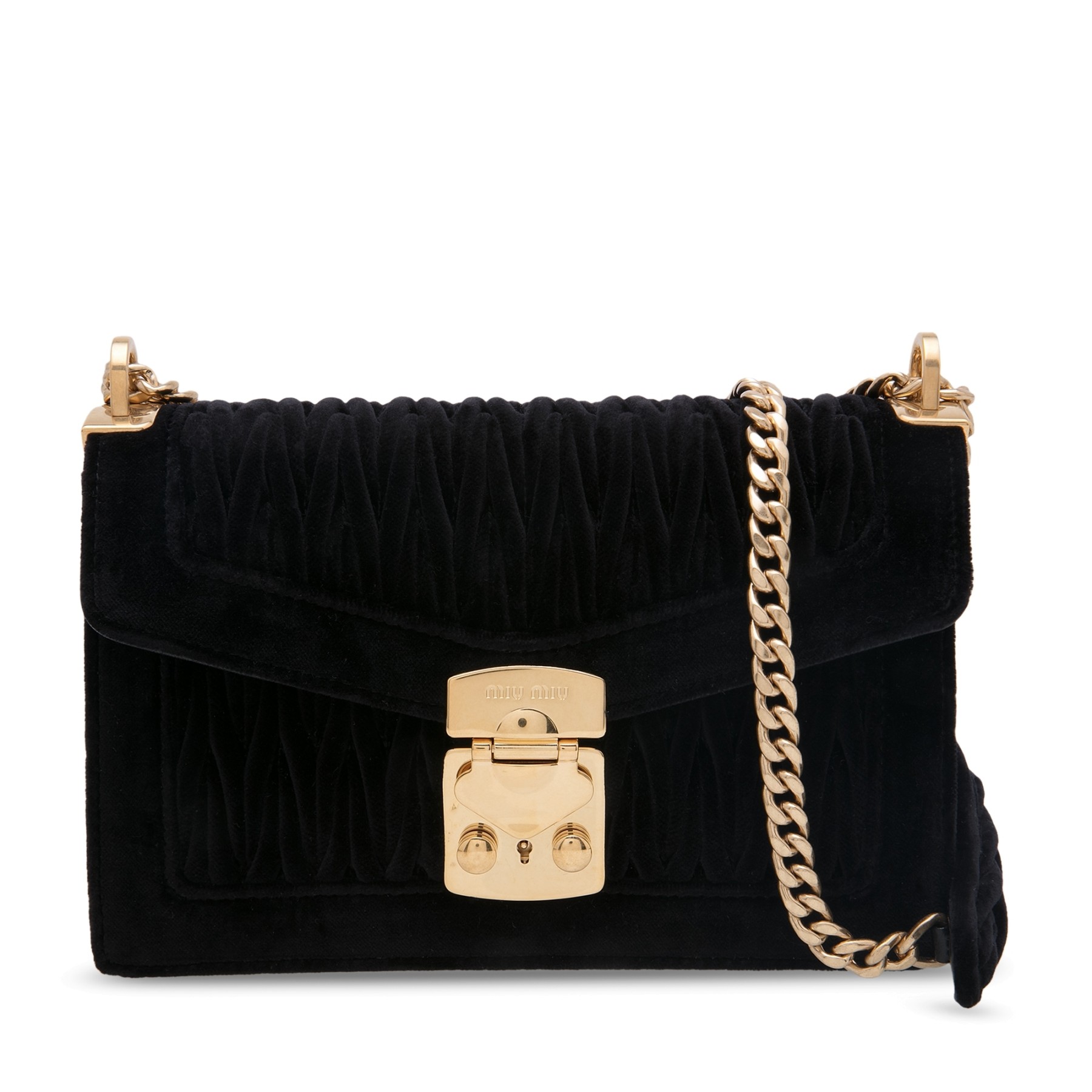 MIU MIU BAG 5BD083068NERO CONFIDENTIAL VELVET SHOULDER BAG