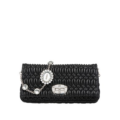 MIU MIU BAG 5BD233FVJNERO  ICONIC CRYSTAL LEATHER BAG