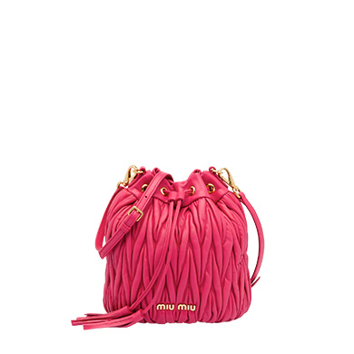 MIU MIU BAG 5BE014N88MAGE MATELASS_ LEATHER BUCKET BAG