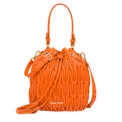 MIU MIU BAG 5BE037N88PAPA  Bucket Bag Matelasse`