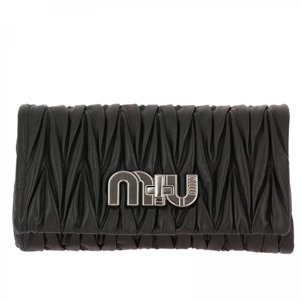 MIU MIU BAG 5BF080N88NERO  Matelasse Miu Logo Pochette