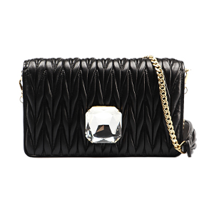 MIU MIU BAG 5BP001NERO Black Wallet Bag In Lamb Skin