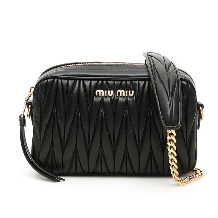 MIU MIU BAG 5BH118N88NERO  matelass_ nappa camera bag