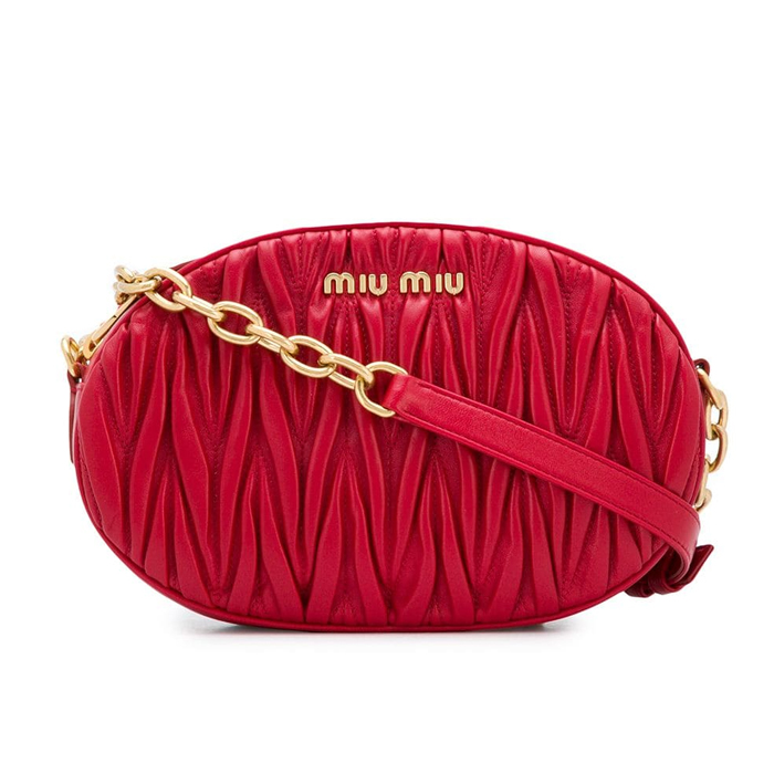 MIU MIU BAG 5BH134N88FUOC MATELASS_ NAPPA LEATHER BANDOLEER BAG