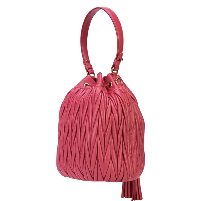 MIU MIU BAG 5BE037N88MAGE Bucket Bag Matelasse`