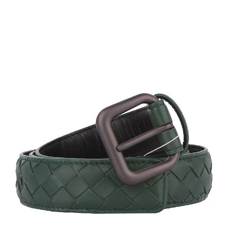 ボッテガ・ヴェネタ BOTTEGA VENETA メンズグリーン ウーブン ラムスキン ベルト 274470 V001O 3031