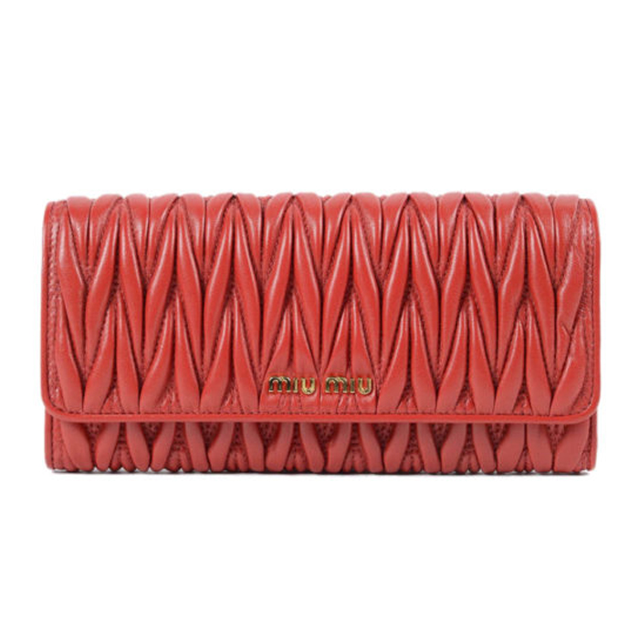 MIU MIU SLG 5MH109N88FUOC Wallet Matelasse` Red Leather