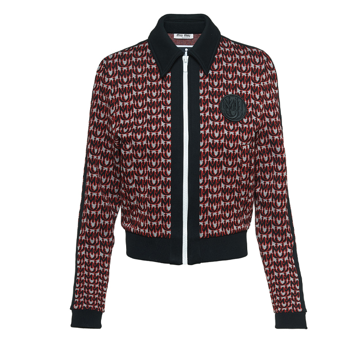 MIU MIU LADY SPORT JACKET MJL6571UE5NERO MONOGRAM JERSEY SWEATSHIRT