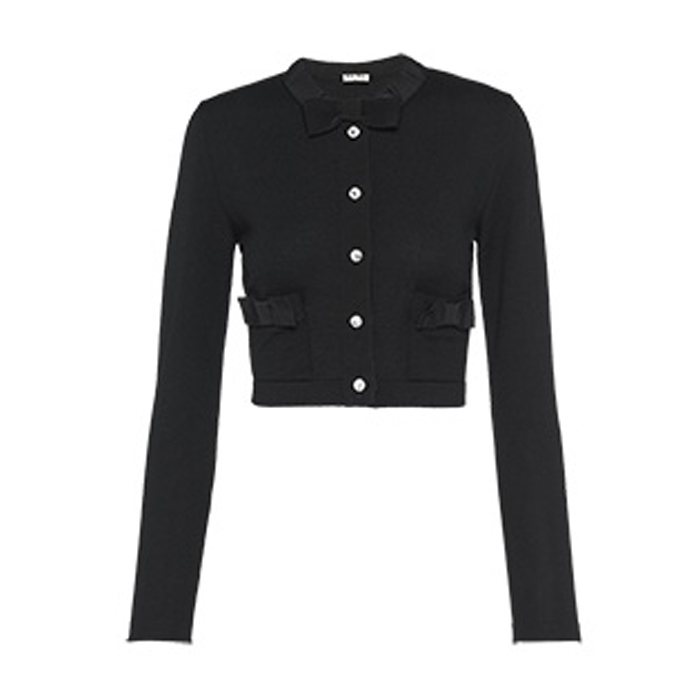 MIU MIU LADY CARDIGAN MMF1401KRGNERO WOOL CARDIGAN WITH BOWS