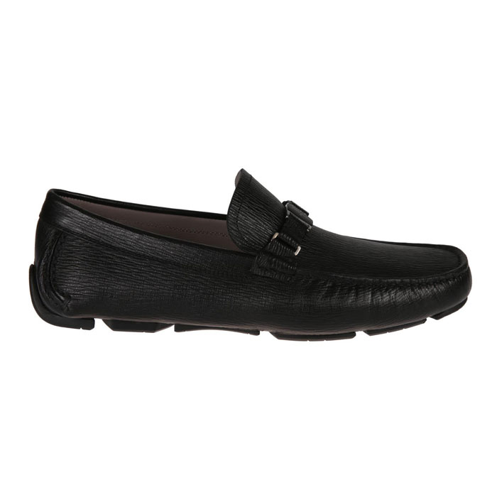 FERRAGAMO MEN SHOES フェラガモメンズシューズ 0709326 PEBBLE-CALF NERO Leather Amer Loafers