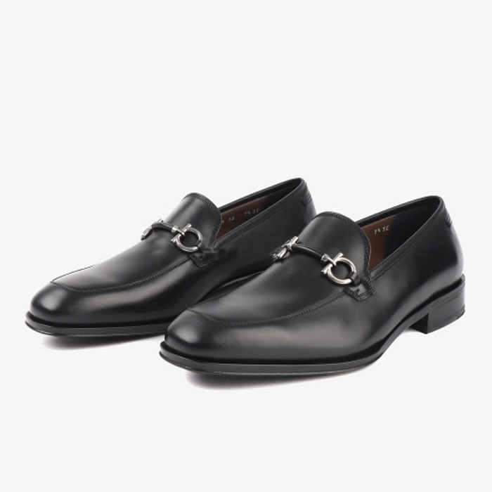 FERRAGAMO MEN SHOES フェラガモメンズシューズ 0713594 CALF NERO Leather Loafers [19FW]