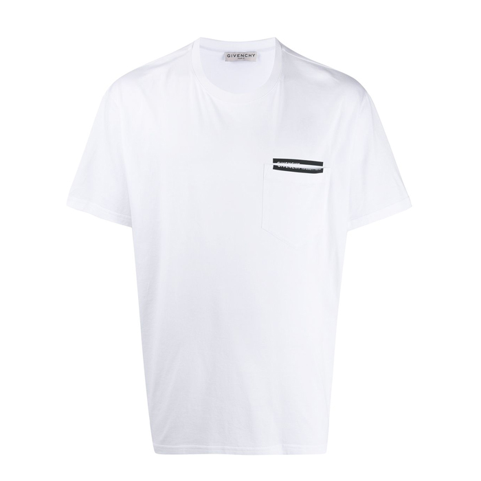 ジバンシィ GIVENCHY メンズ  ホワイトリボントリムロゴTシャツ BM70VA3002 100