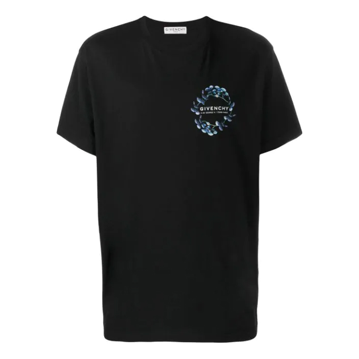 ジバンシィGIVENCHY メンズ ブラックスモールロゴフローラルTシャツ BM70VC3002 001