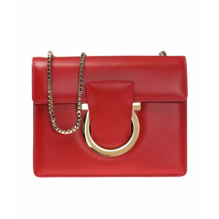 FERRAGAMO BAG フェラガモバッグ 21-F893 CALF LIPSTICK 'THALIA' SHOULDER BAG Red