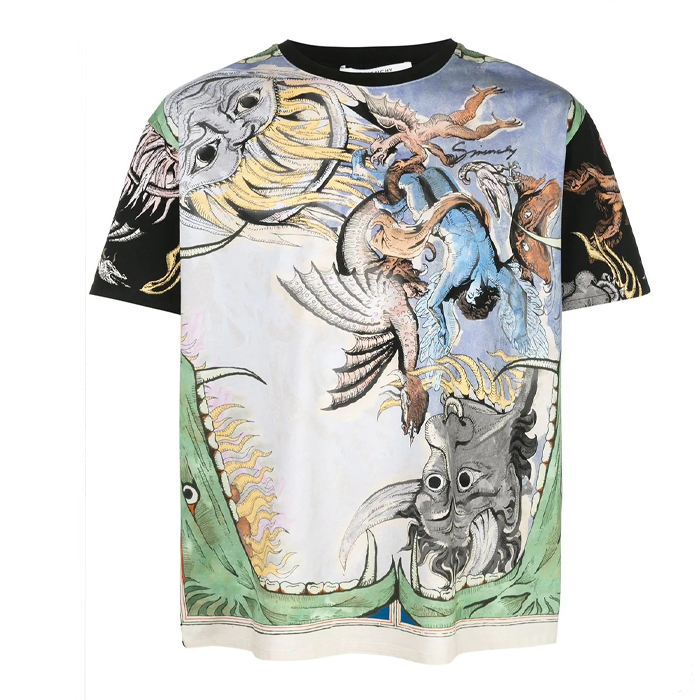 Givenchy Men's Blue Greek Mythology Print T-shirt BM70QH30EH 960