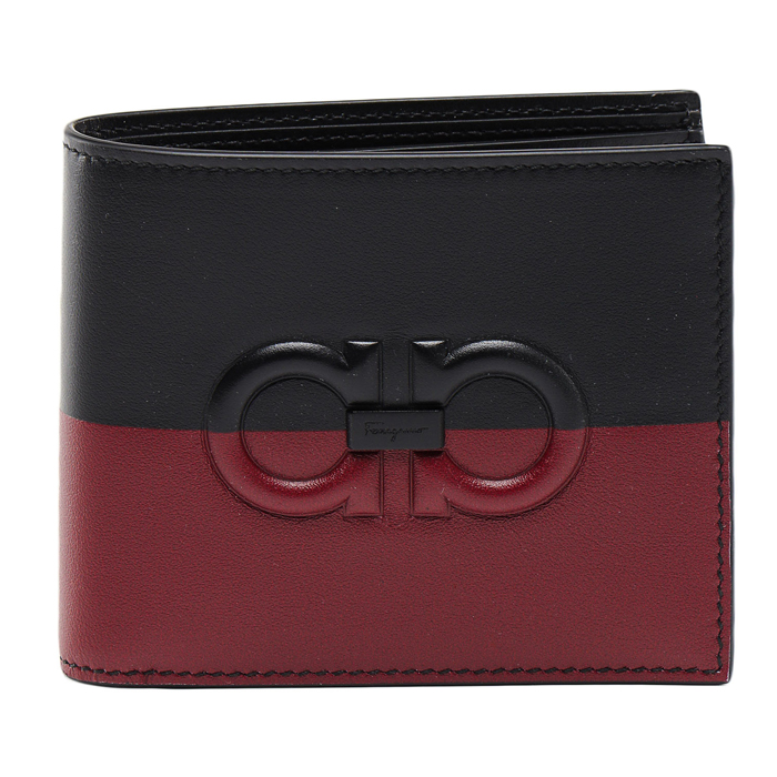 FERRAGAMO WALLET 66-A463 CALF NE-R Firenze Logo Wallet