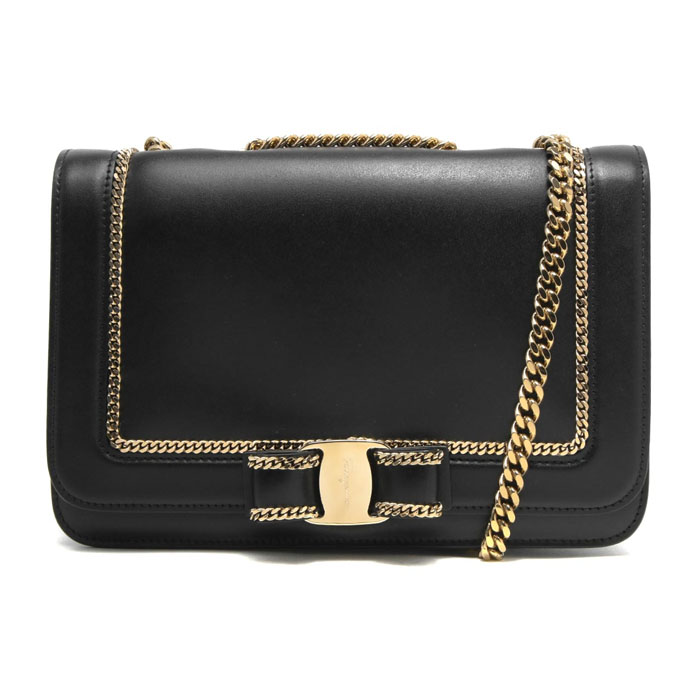 FERRAGAMO BAG フェラガモバッグ 21-H775 CALF NERO VARA RIBBON SHOULDER BAG