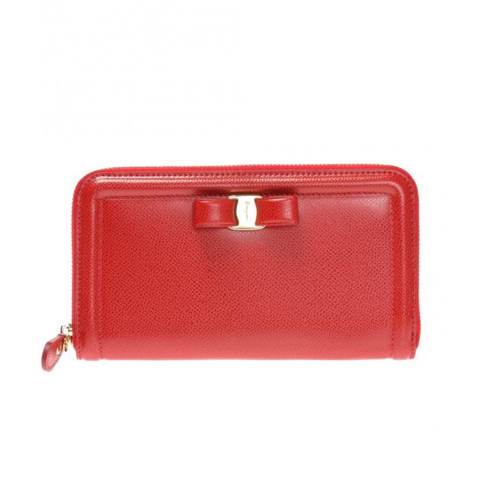 FERRAGAMO WALLET フェラガモウォレット 22-C908 PEBBLE CALF LIPSTICK WALLET WITH BOW