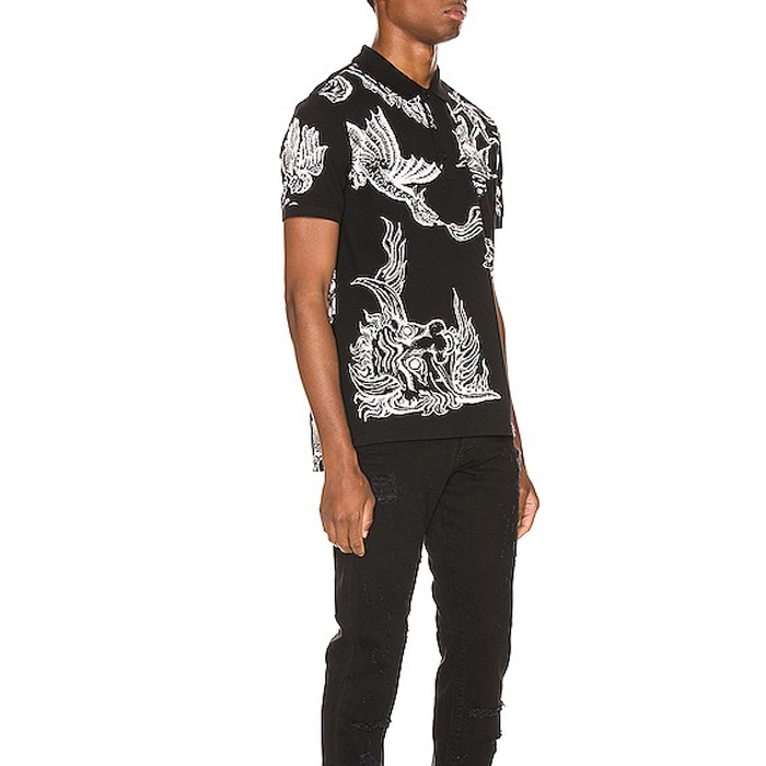 GIVENCHY Icarus Print Polo  In Black BM70QV3004001