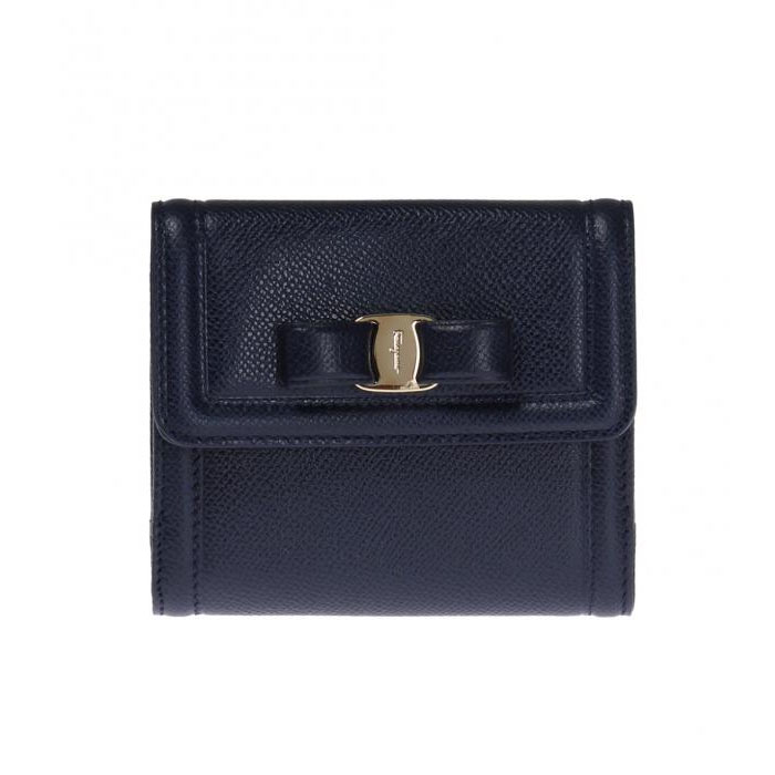 FERRAGAMO WALLET フェラガモウォレット 22-C911 PEBBLE CALF MIRTO 'VARA' LEATHER WALLET