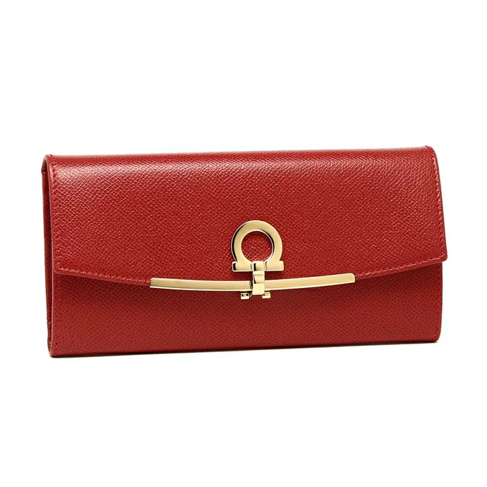 FERRAGAMO WALLET フェラガモウォレット 22-D150 PEBBLE CALF LIPSTICK WALLET WITH LOGO