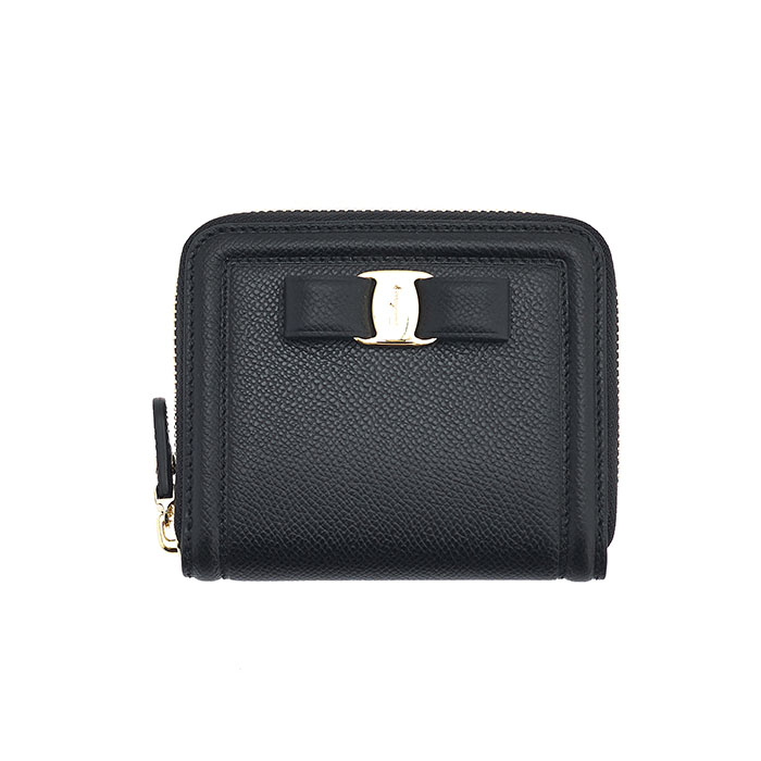 FERRAGAMO WALLET フェラガモウォレット 22-D156 PEBBLE CALF NERO VARA WALLET