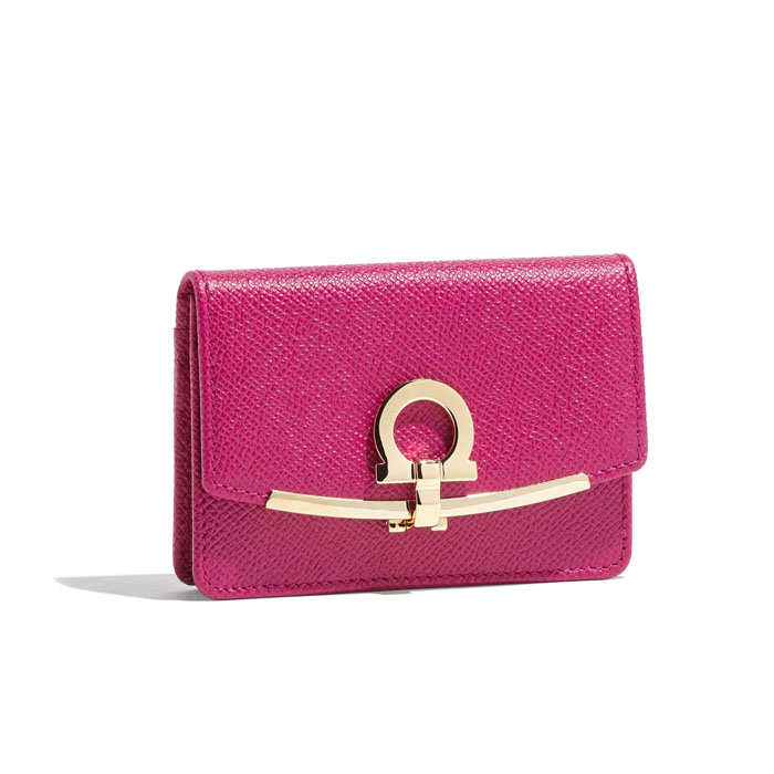 FERRAGAMO WALLET フェラガモウォレット 22-D198 PEBBLE CALF CERISE Card Case