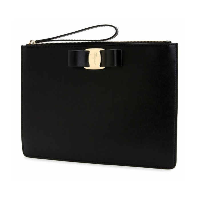 FERRAGAMO BAG フェラガモバッグ 22-D547 CALF NERO Leather Clutches