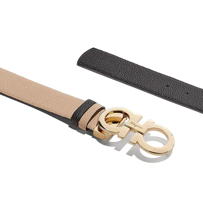 FERRAGAMO BELT フェラガモベルト 23-A564-00 CALF ALMOND NERO