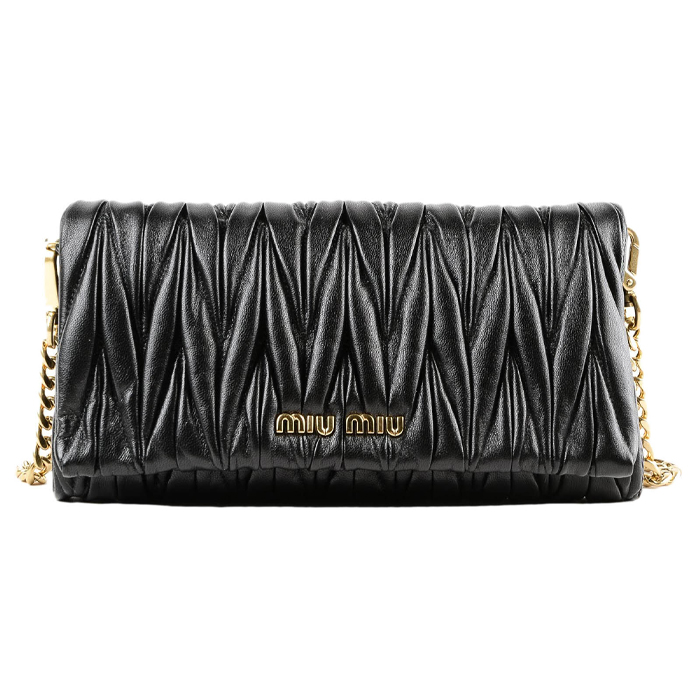 MIU MIU BAG 5BH080N88NERO Matelasse Crossbody Bag