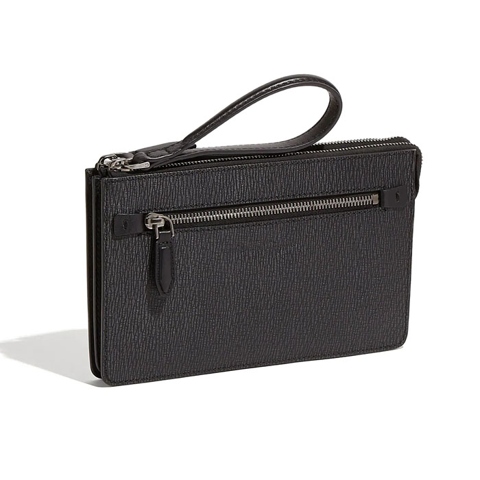 FERRAGAMO BAG フェラガモバッグ 24-A072 CALF GRIGIO/NERO CLUTCH BAG