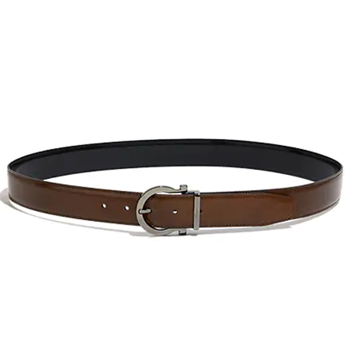 FERRAGAMO BELT フェラガモベルト67-9781-00 CALF MADE GANCINI ADJUSTABLE AND REVERSIBLE BELT