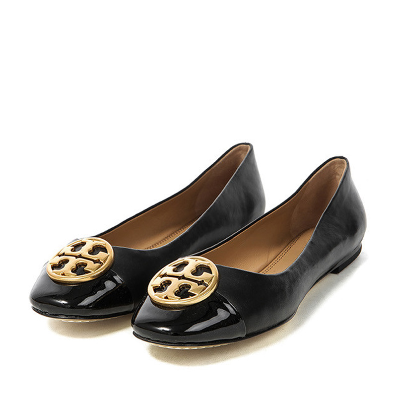 トリーバーチ TORY BURCH  レディース ブラック レザー フラット シューズ  46882  BLACK 009