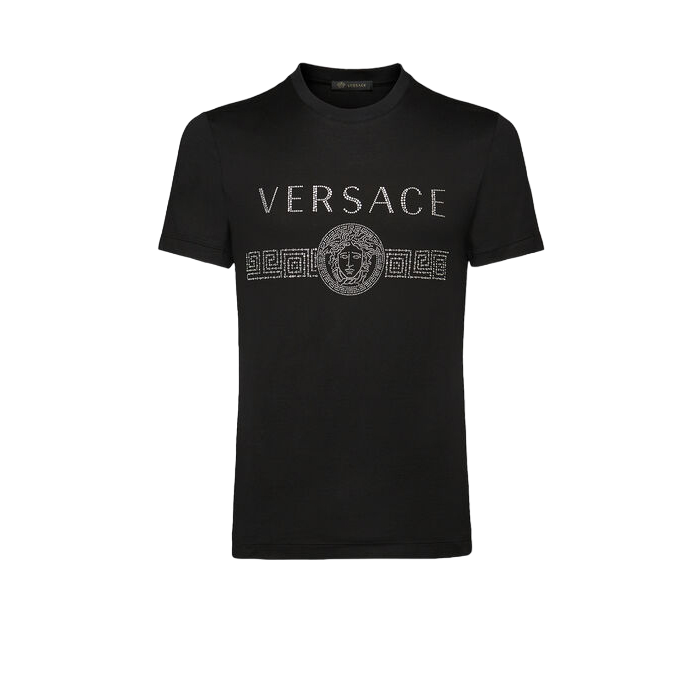 ヴェルサーチ VERSACE メンズクリスタルメデューサロゴメンズ半袖Tシャツ A85941 A228806 A1008 Black