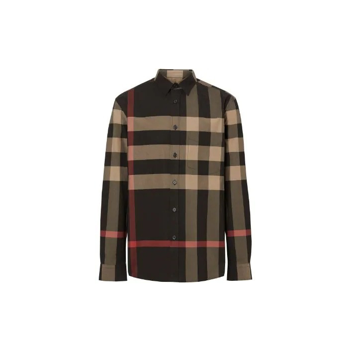 BURBERRY Check Stretch Cotton Poplin Shirt 8018110