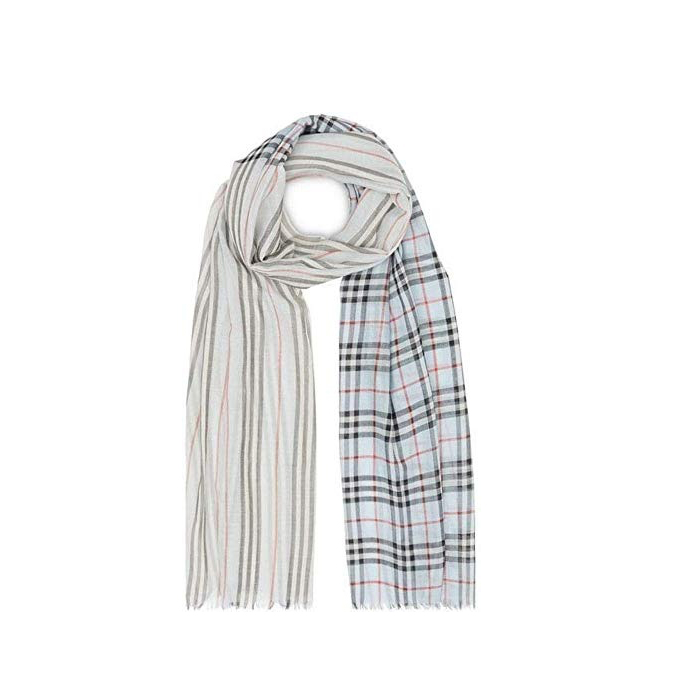 Burberry Women's 8015993 Light Blue Wool Scarf