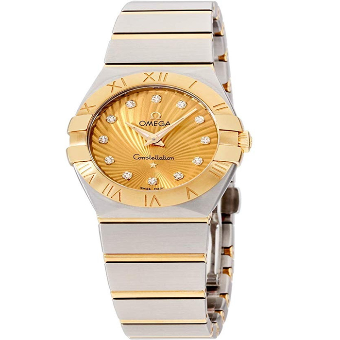 Omega Constellation Quartz Movement Gold Dial Ladies Watch 123.20.27.60.58.001