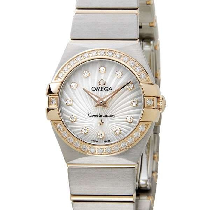 OMEGA Constellation Mother of Pearl Diamond Dial Brushed Steel Ladies Watch 123.25.24.60.55.002