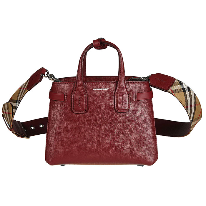 BURBERRY BAG バーバリーバッグ 4080074 CRIMSON The Baby Banner Leather Bag