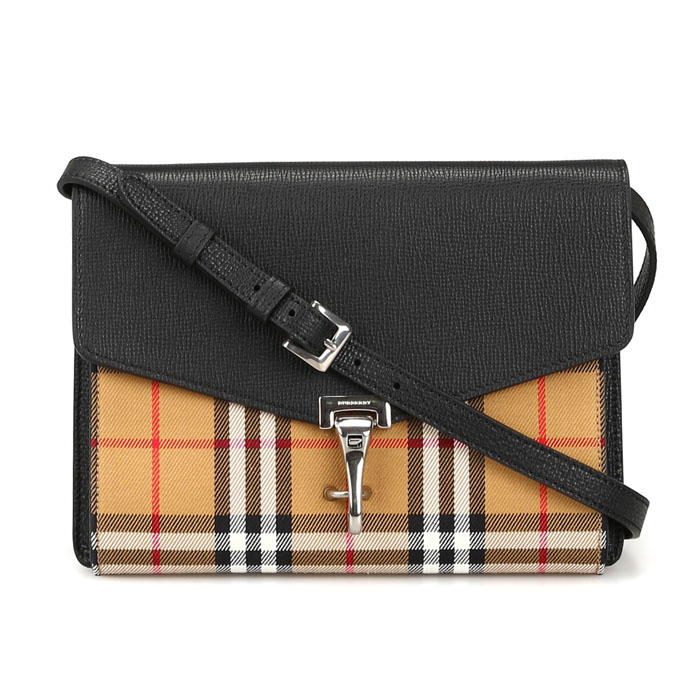 バーバリーBURBERRY BAG レディースバッグ 4080075 BLACK Macken S Vintage Check Derby Leather Bag