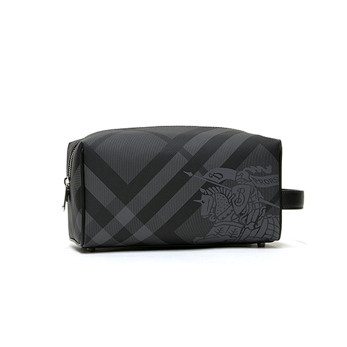 BURBERRY BAG バーバリーバッグ 8006078 A1008 CHARCOAL/BLACK leather WASHBAG