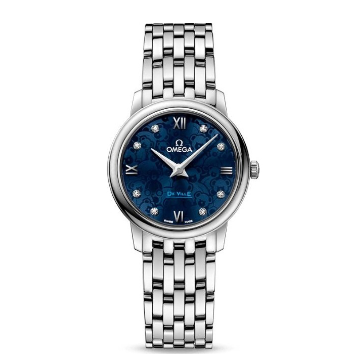 Omega De Ville Blue Dial Diamond Ladies Watch 424.10.27.60.53.003