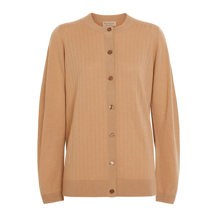 BURBERRY LADY Rib Knit Cashmere Cardigan 8007135 CAMEL 19FW