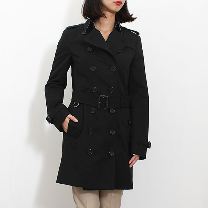 バーバリーBURBERRY LADY COAT レディースコートTRENCH SANDRINGHAM MID 3900453 DK 00100 BLACK 19FW